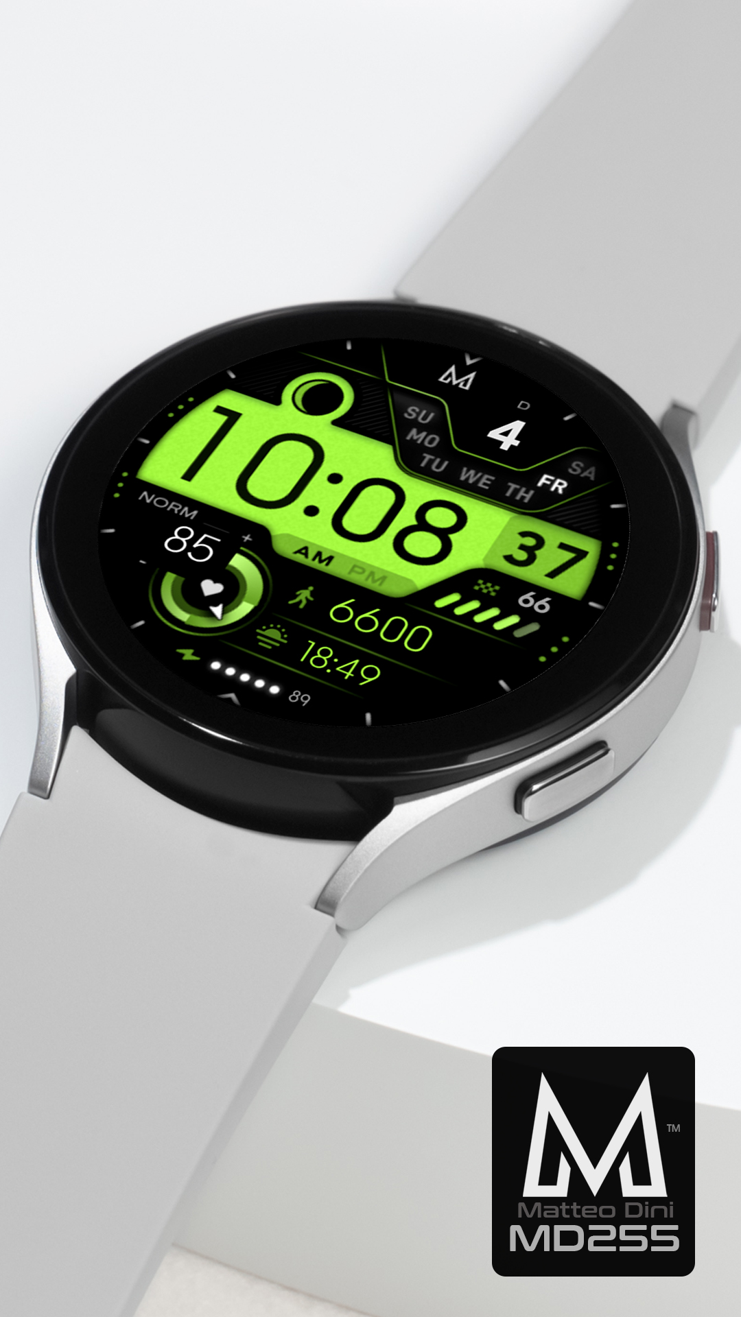 MD255 Modern Digital Watch Face Matteo Dini MD Wear OS Tizen