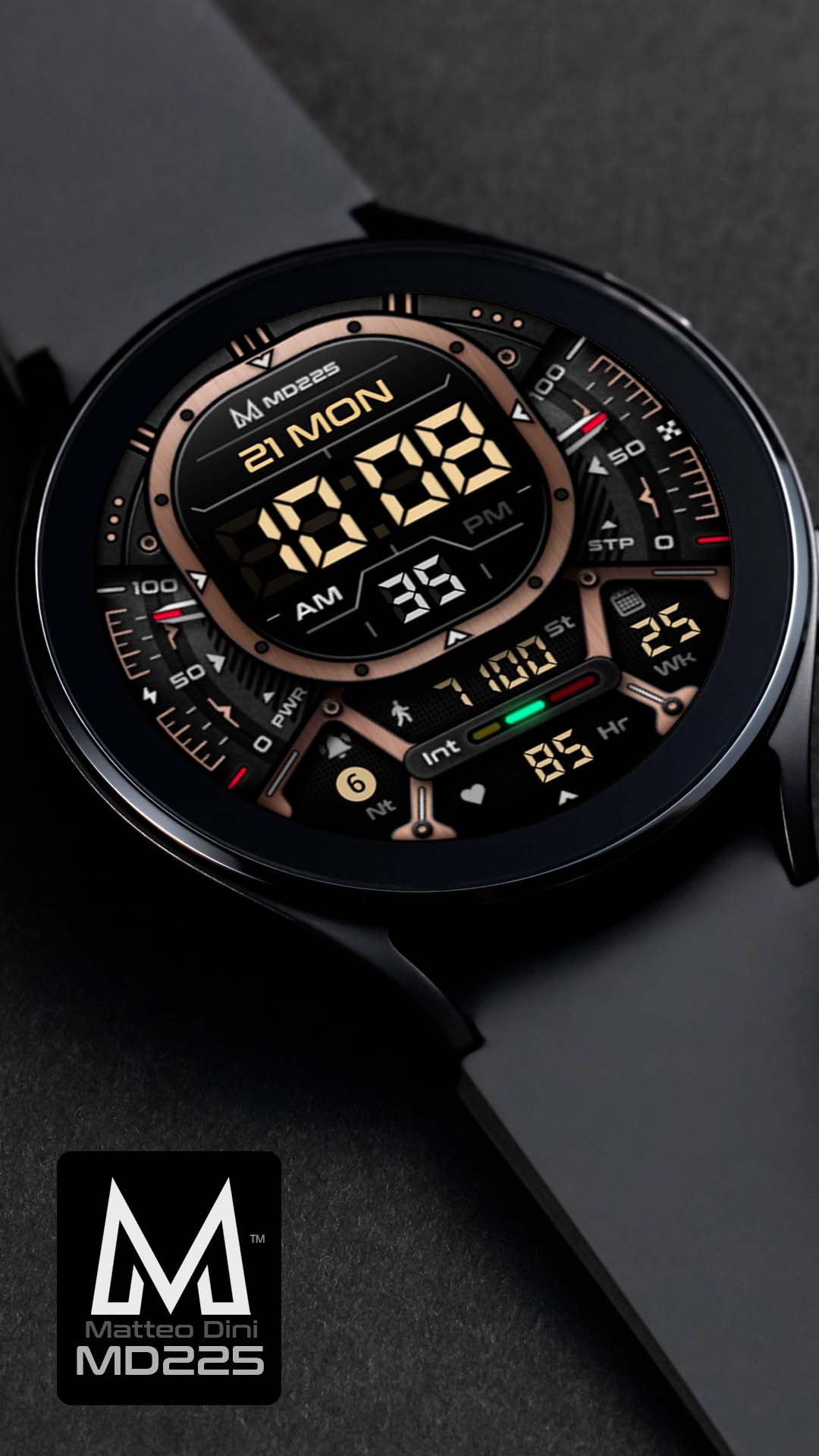 MD225 Premium Sport Digital Modern Watch Face Matteo Dini MD Wear