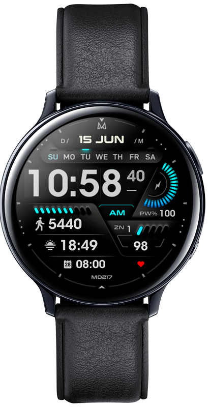MD217 Modern Digital Watch Face Matteo Dini MD Wear OS Tizen