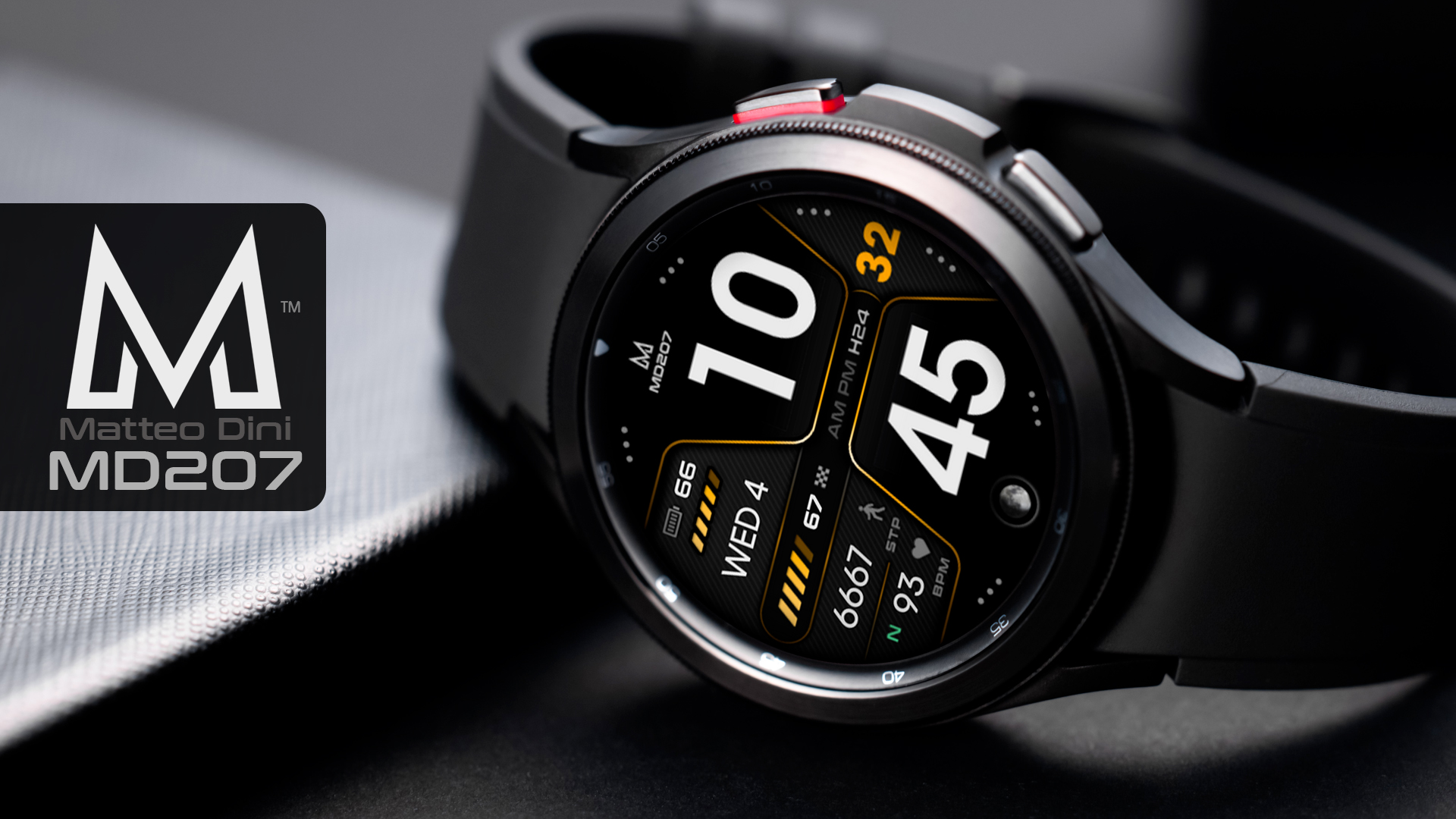 MD207 Modern Digital Watch Face Matteo Dini MD Wear OS Tizen