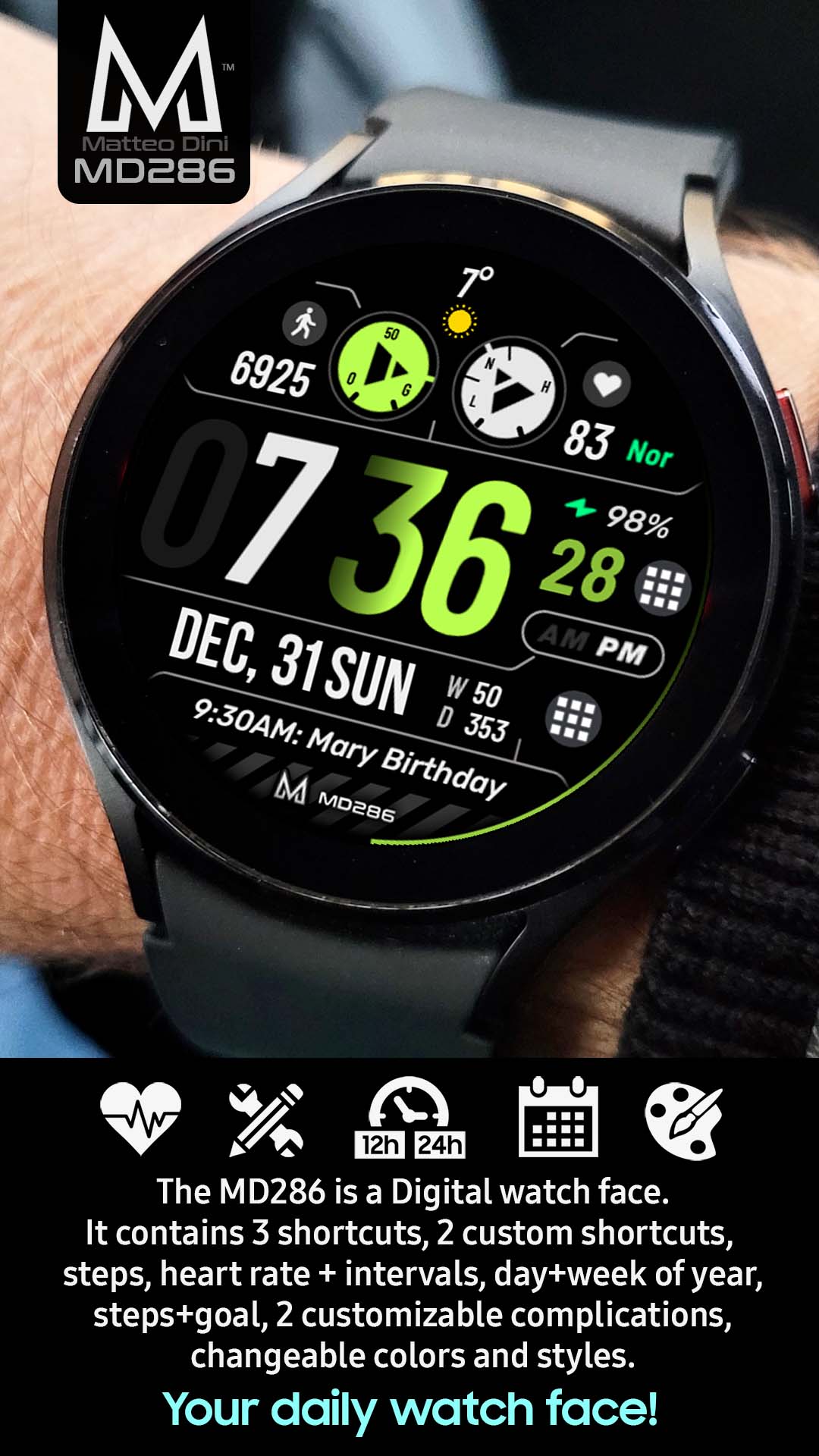 Samsung active 2 online custom watch face
