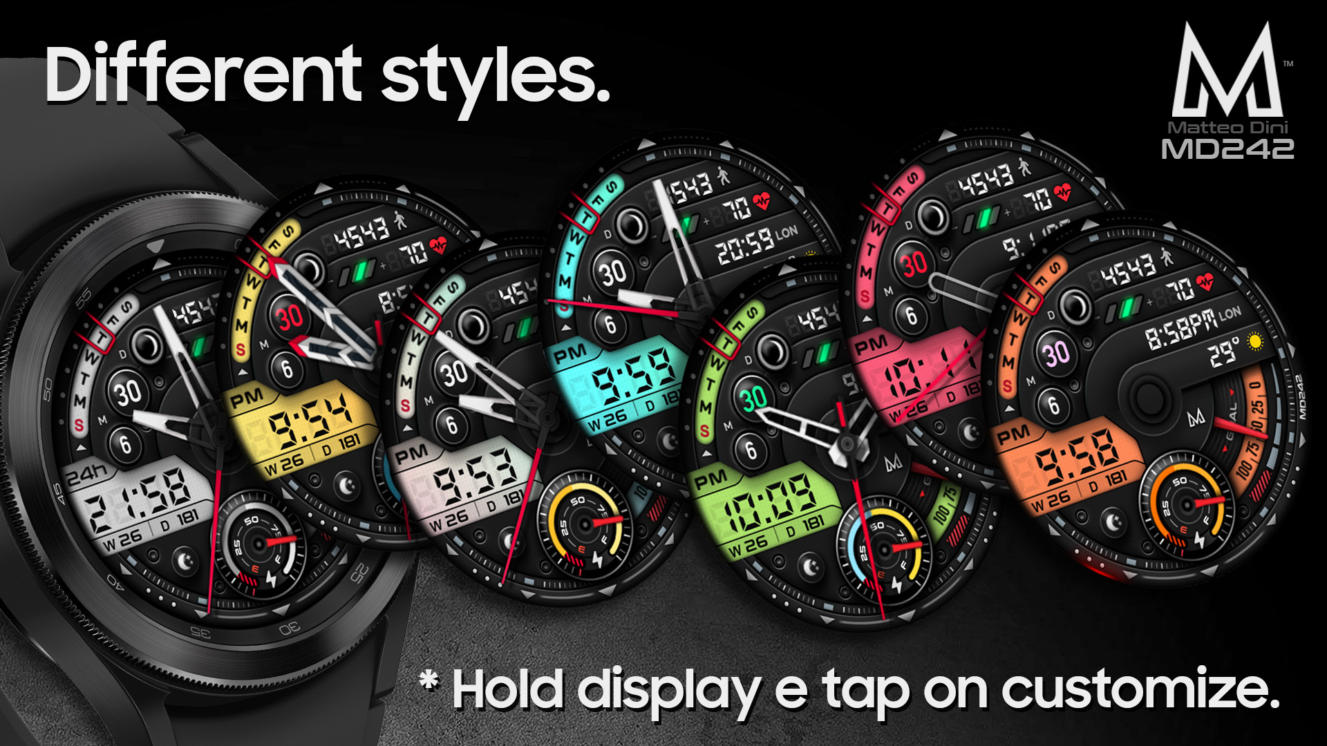 MD242: Hybrid watch face Matteo Dini MD Wear OS Tizen MD242: Hybrid watch face Matteo Dini MD Wear OS Tizen