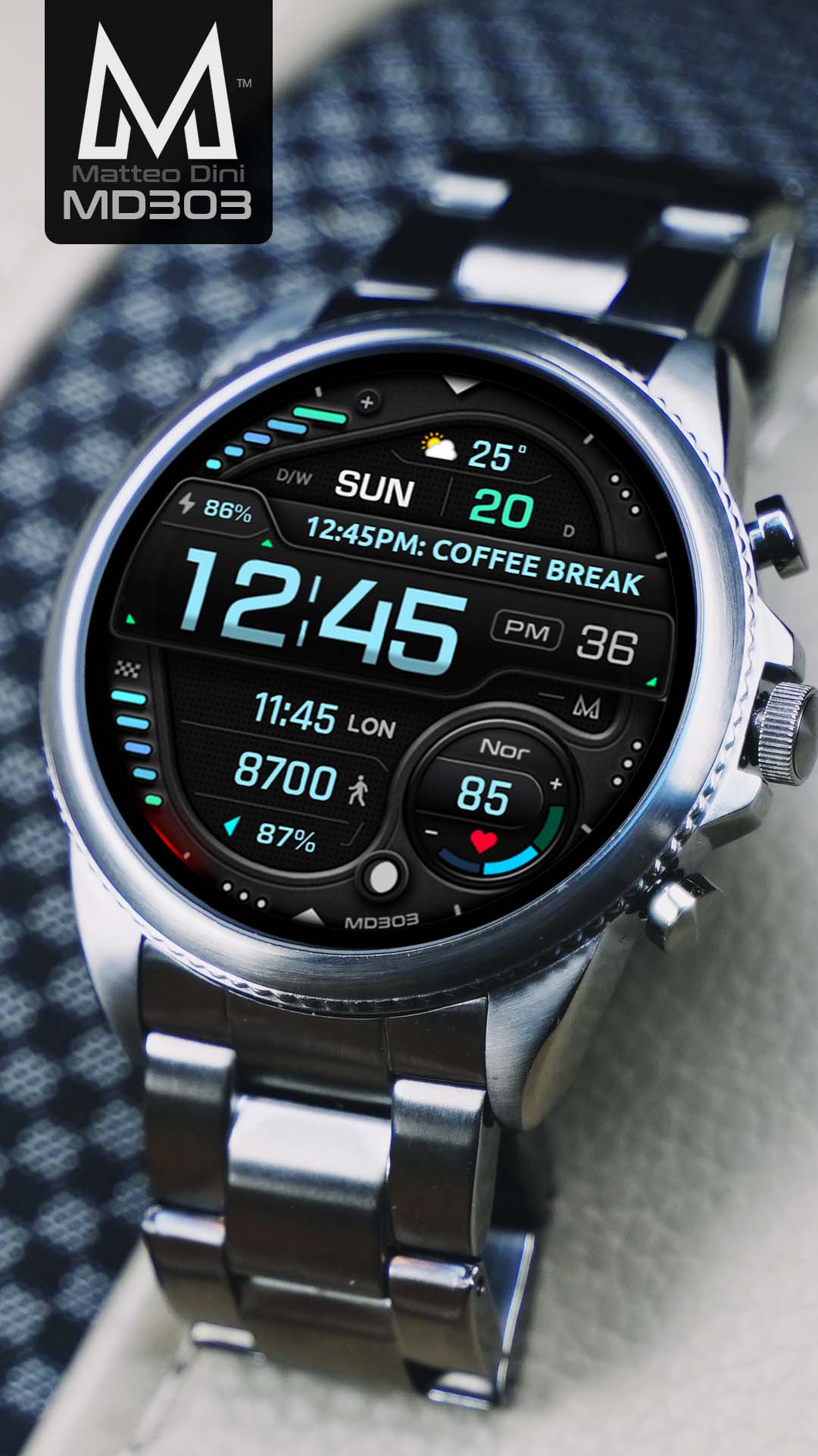 MD303 Digital watch face Matteo Dini MD Wear OS Tizen