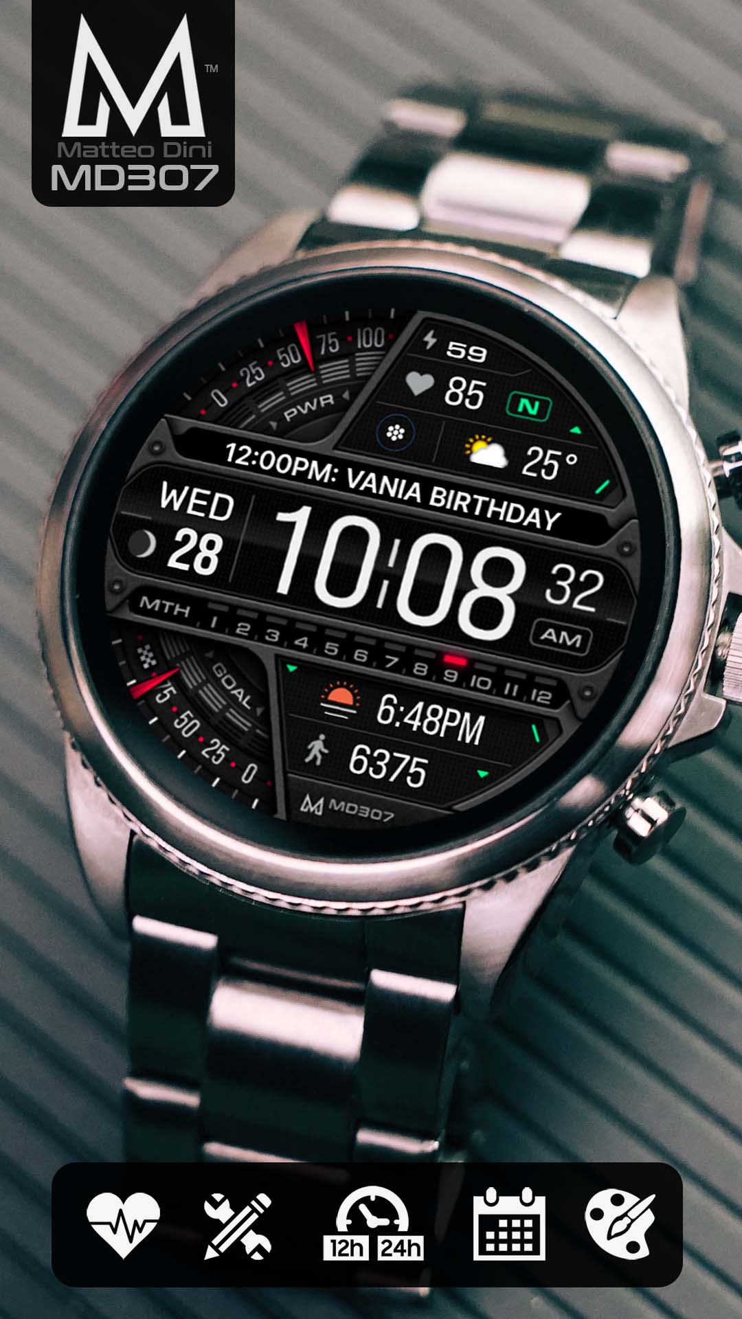 MD307 Digital watch face Matteo Dini MD Wear OS Tizen